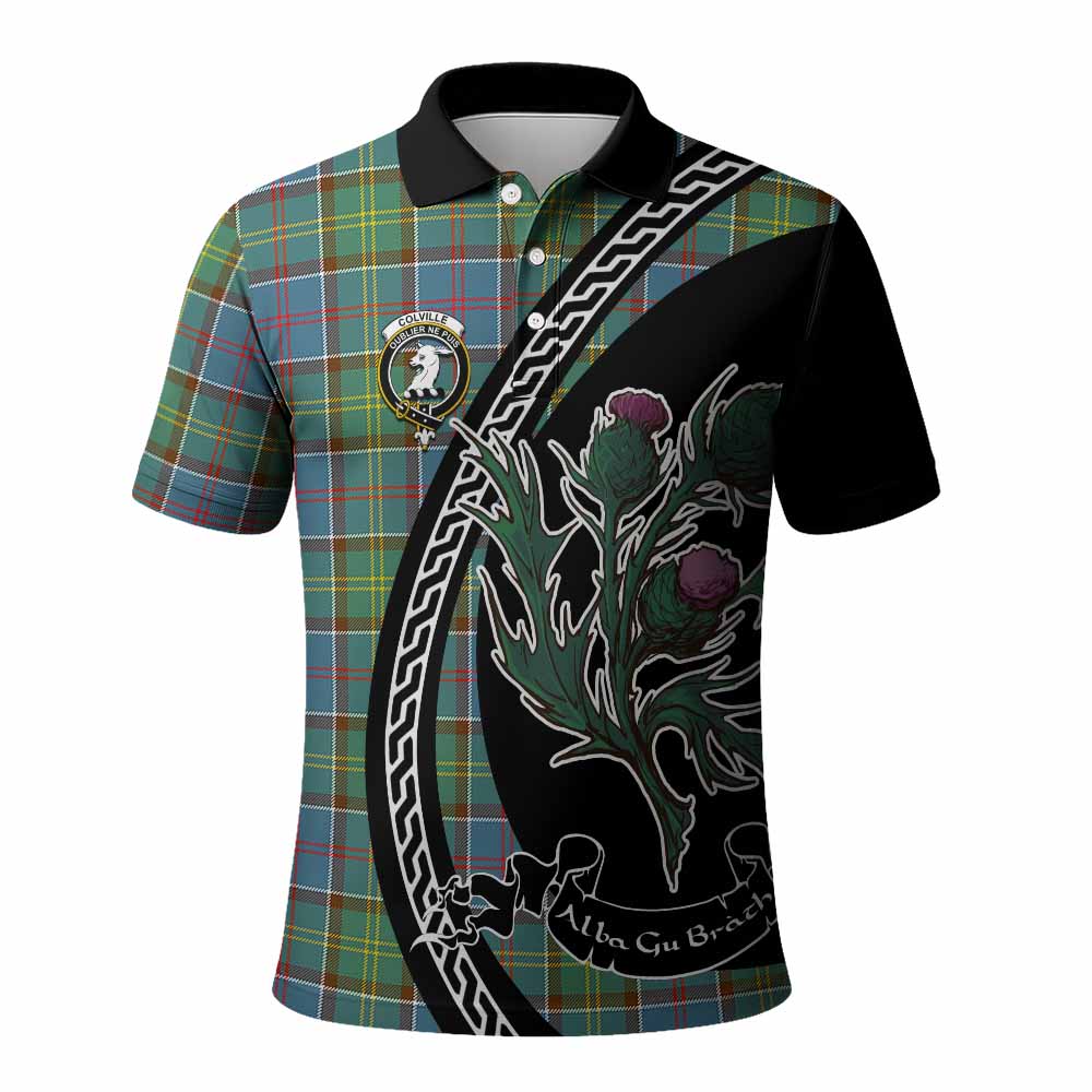 Colville Family Crest Tartan Polo Shirt Alba Thistle Inspired - Tartan Vibes Clothing