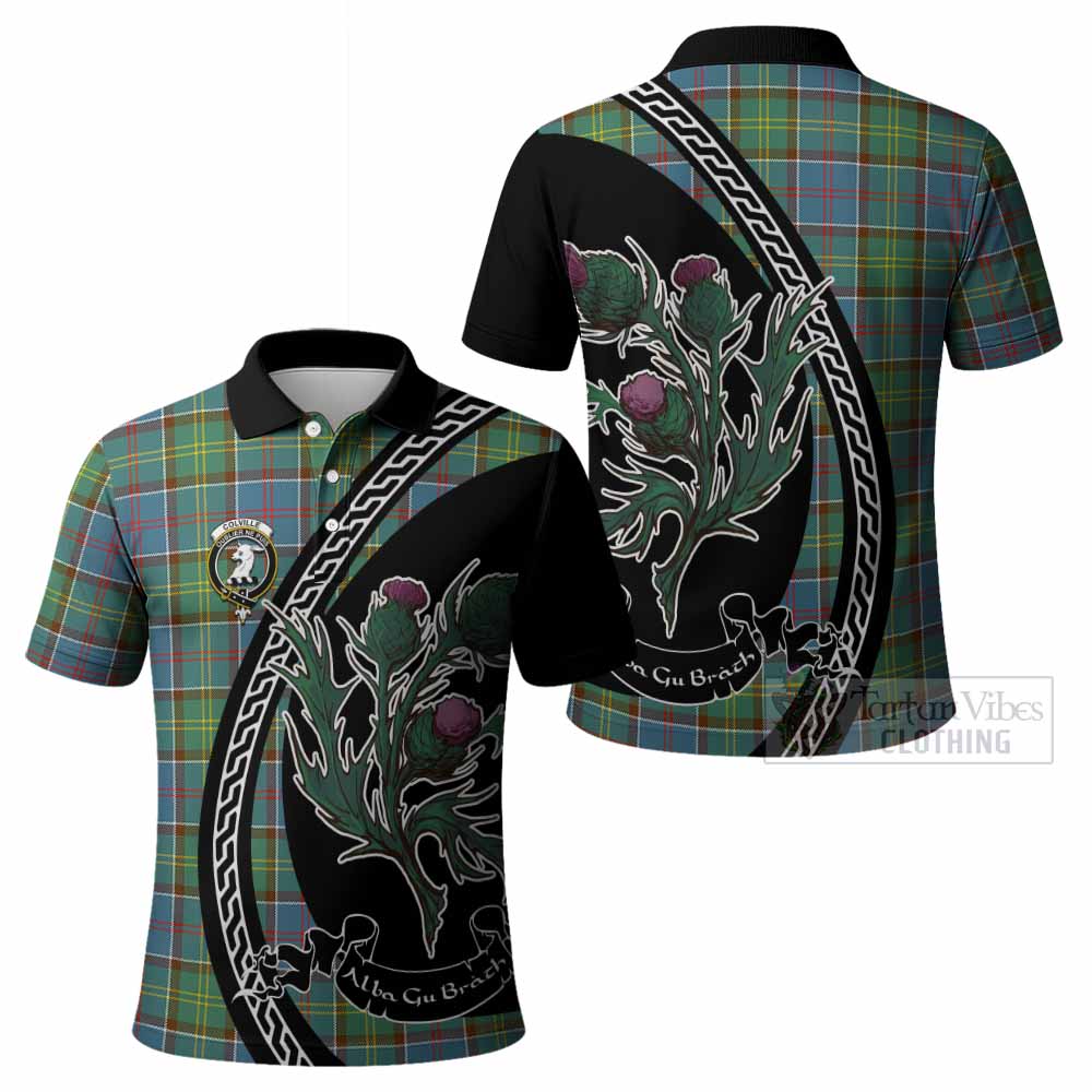 Colville Family Crest Tartan Polo Shirt Alba Thistle Inspired - Tartan Vibes Clothing