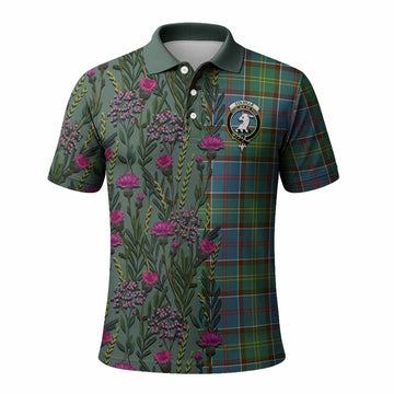 Colville Family Crest Tartan Polo Shirt Scottish Thistle Flower Pattern Half Style