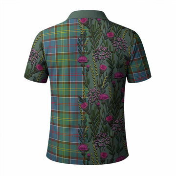 Colville Family Crest Tartan Polo Shirt Scottish Thistle Flower Pattern Half Style