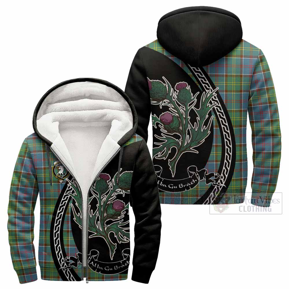 Colville Family Crest Tartan Sherpa Hoodie Alba Thistle Inspired - Tartan Vibes Clothing