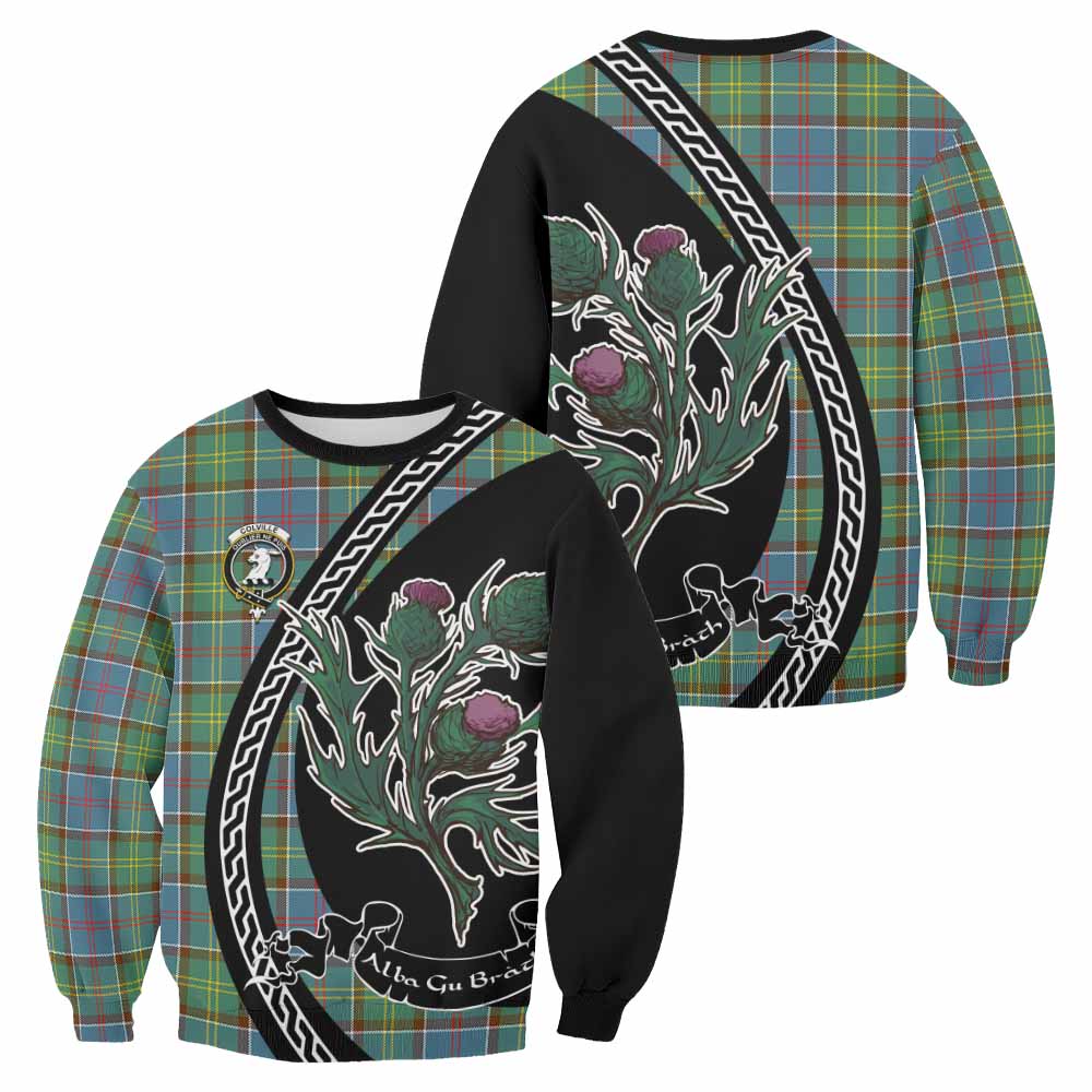 Colville Family Crest Tartan Sweatshirt Alba Thistle Inspired - Tartan Vibes Clothing