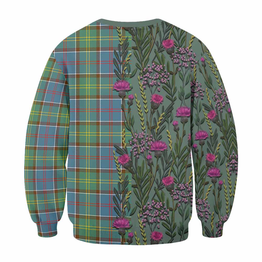 Colville Family Crest Tartan Sweatshirt Scottish Thistle Flower Pattern Half Style - Tartan Vibes Clothing