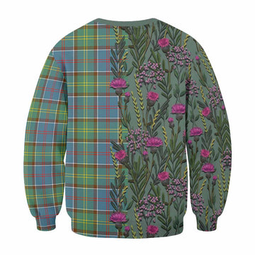 Colville Family Crest Tartan Sweatshirt Scottish Thistle Flower Pattern Half Style