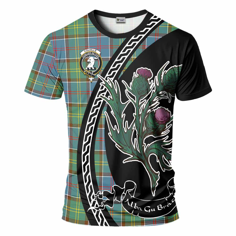 Colville Family Crest Tartan T-Shirt Alba Thistle Inspired - Tartan Vibes Clothing