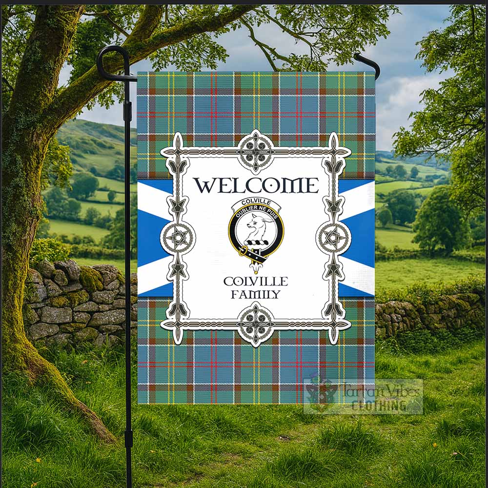 Colville Family Crest Tartan Welcome Garden Flag Saltire Harmony Style - Tartan Vibes Clothing
