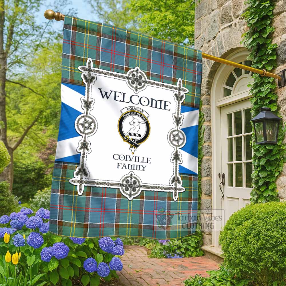 Colville Family Crest Tartan Welcome Garden Flag Saltire Harmony Style - Tartan Vibes Clothing