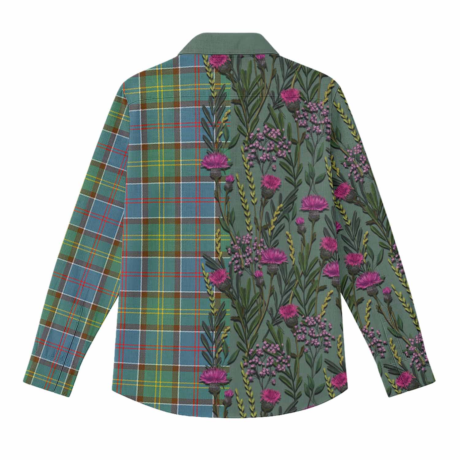 Colville Family Crest Tartan Women Casual Shirt Scottish Thistle Flower Pattern Half Style - Tartan Vibes Clothing