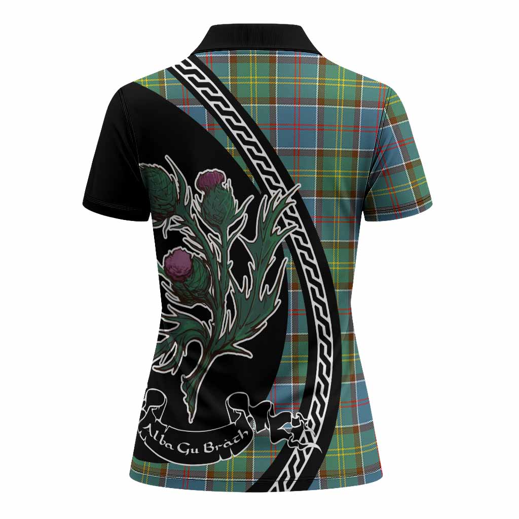 Colville Family Crest Tartan Women Polo Shirt Alba Thistle Inspired - Tartan Vibes Clothing