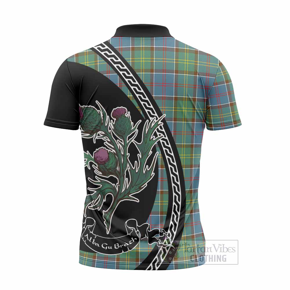 Colville Family Crest Tartan Zipper Polo Shirt Alba Thistle Inspired - Tartan Vibes Clothing