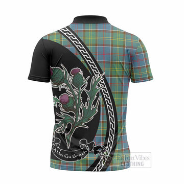 Colville Family Crest Tartan Zipper Polo Shirt Alba Thistle Inspired