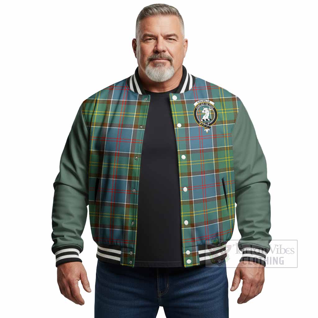 Colville Tartan Accent Baseball Jacket with Family Crest