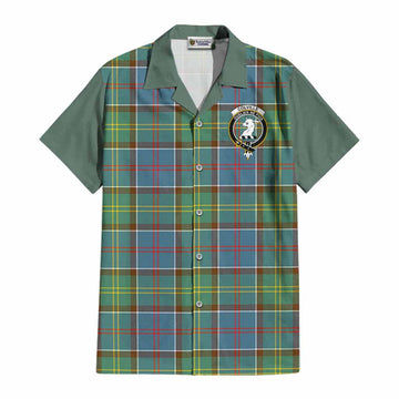 Colville Tartan Accent Cotton Hawaiian Shirt with Family Crest
