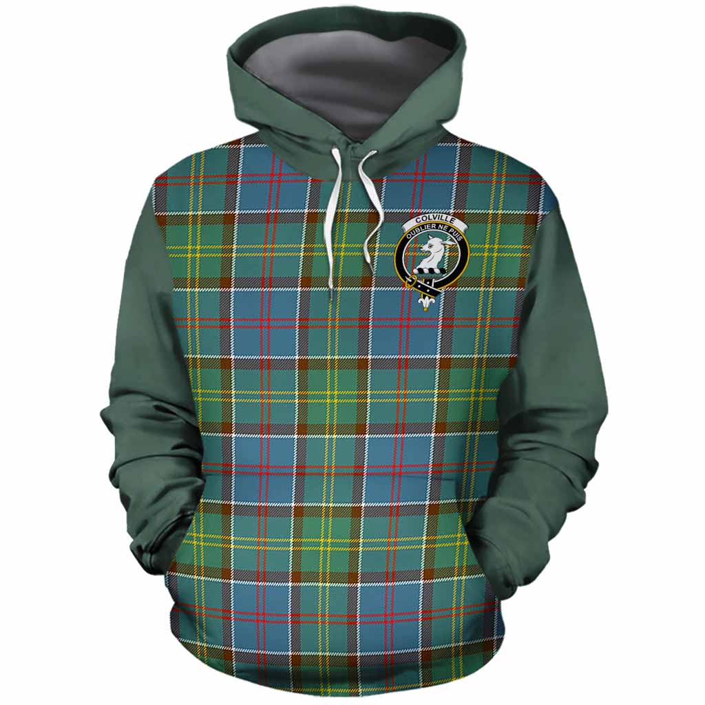 Colville Tartan Accent Cotton Hoodie with Family Crest