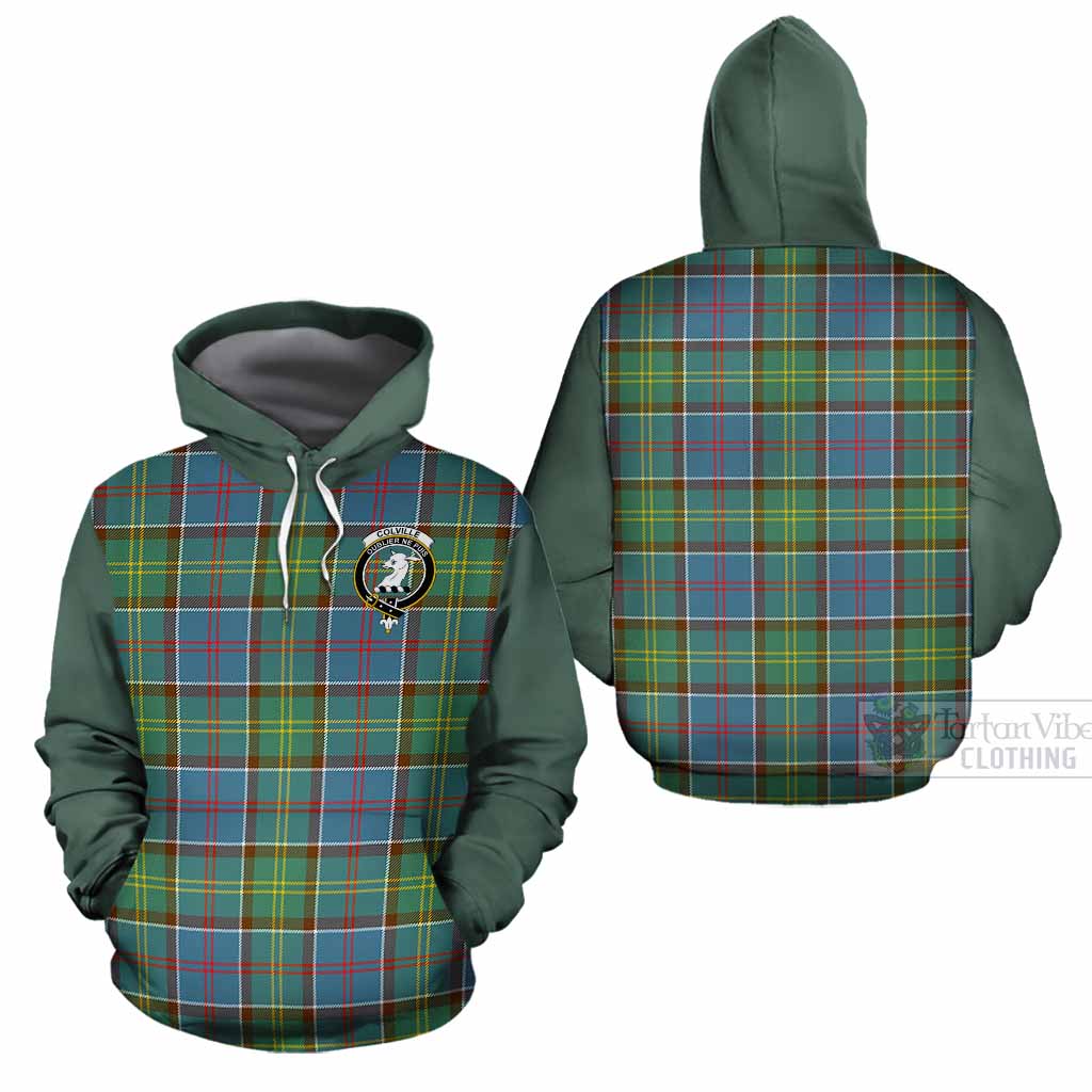 Colville Tartan Accent Cotton Hoodie with Family Crest