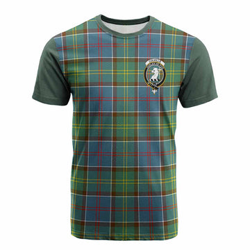 Colville Tartan Accent Cotton T-shirt with Family Crest