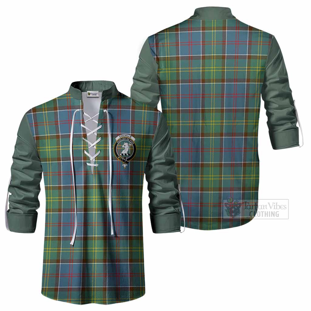 Colville Tartan Accent Ghillie Shirt with Family Crest