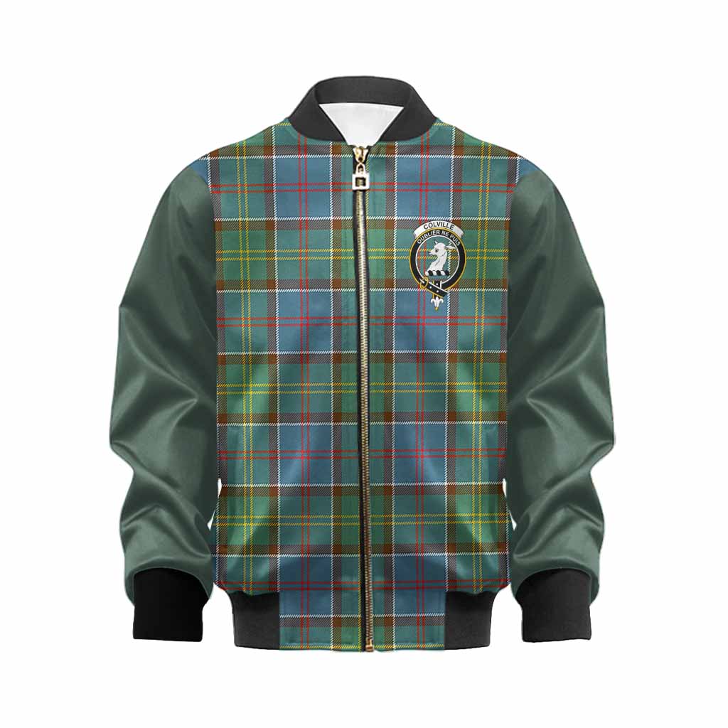 Colville Tartan Accent Kid Bomber Jacket with Family Crest