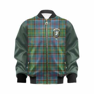 Colville Tartan Accent Kid Bomber Jacket with Family Crest