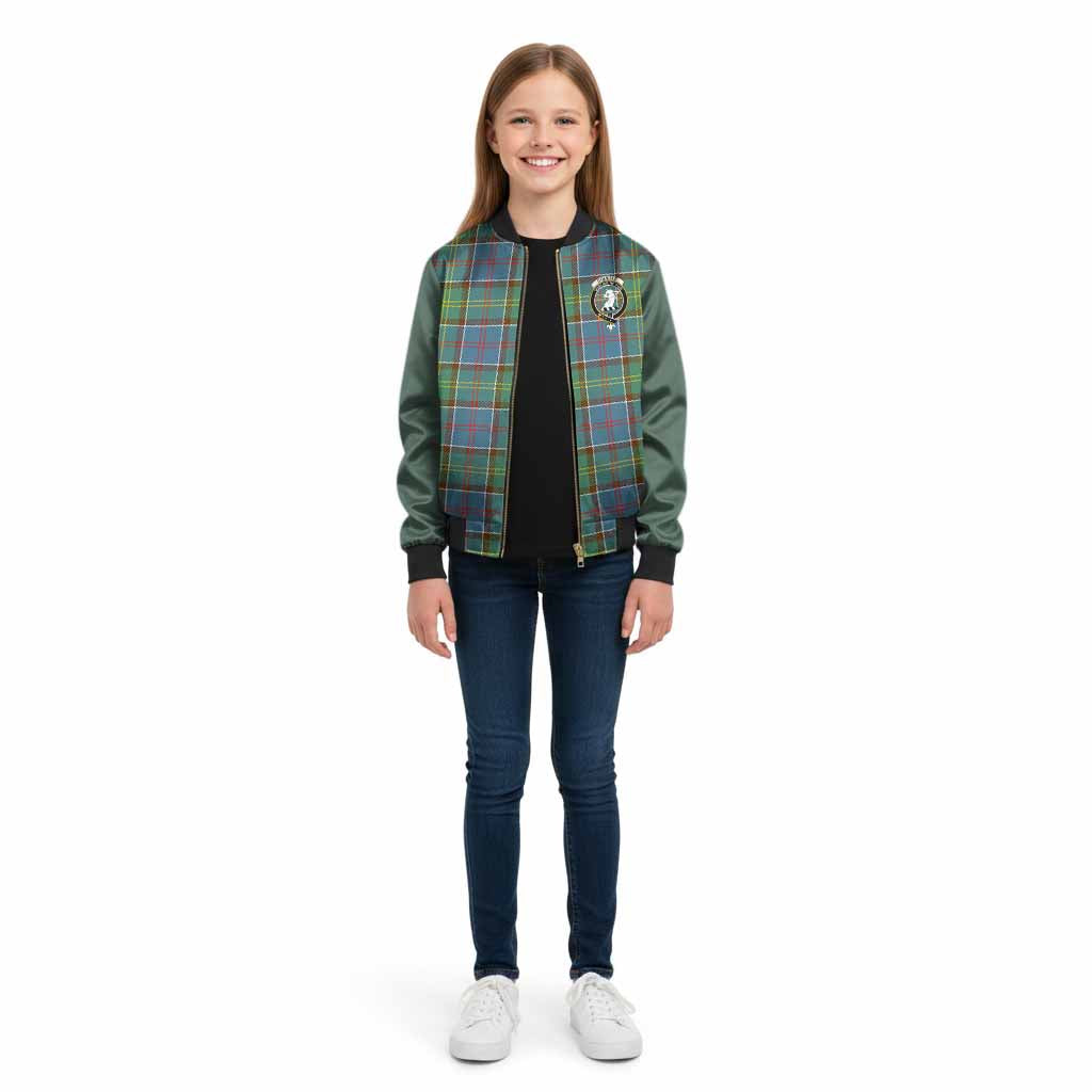 Colville Tartan Accent Kid Bomber Jacket with Family Crest