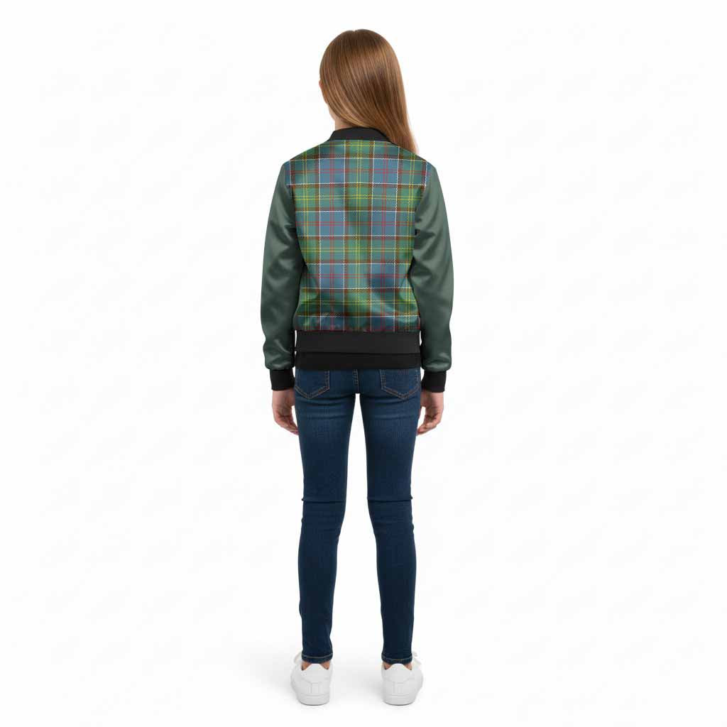 Colville Tartan Accent Kid Bomber Jacket with Family Crest