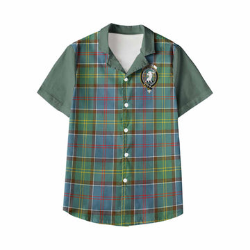 Colville Tartan Accent Kid Hawaiian Shirt with Family Crest