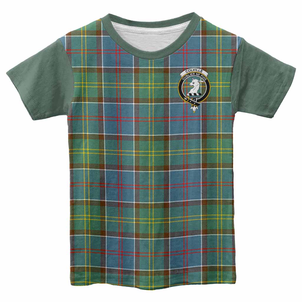 Colville Tartan Accent Kid T-shirt with Family Crest