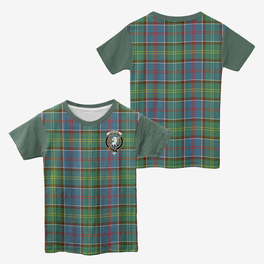 Colville Tartan Accent Kid T-shirt with Family Crest
