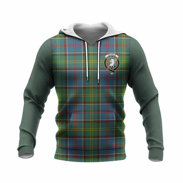 Colville Tartan Accent Knitted Hoodie with Family Crest