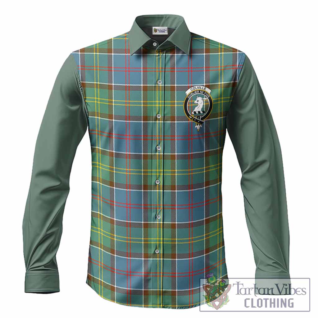 Colville Tartan Accent Long Sleeve Button Shirts with Family Crest