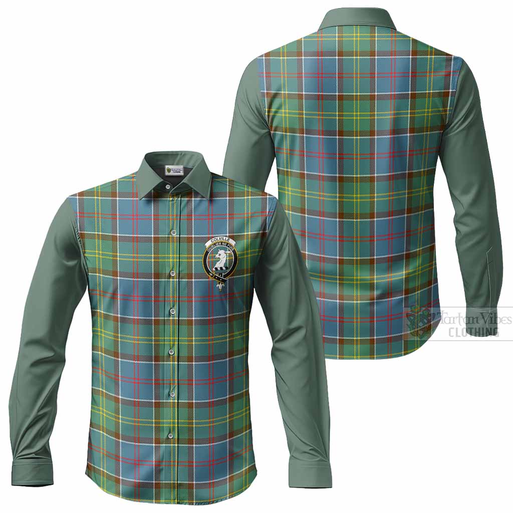 Colville Tartan Accent Long Sleeve Button Shirts with Family Crest