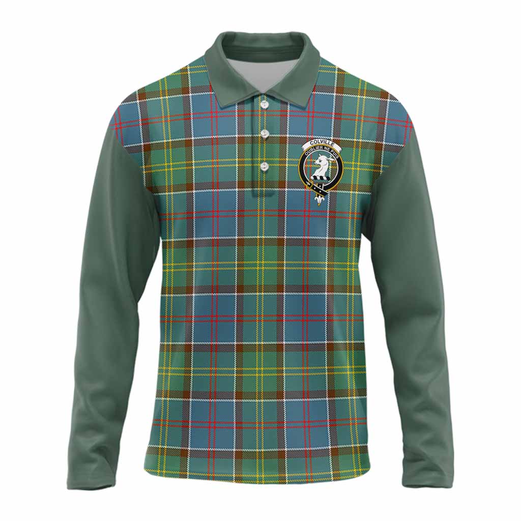 Colville Tartan Accent Long Sleeve Polo Shirt with Family Crest