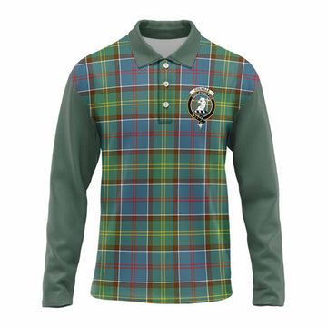 Colville Tartan Accent Long Sleeve Polo Shirt with Family Crest