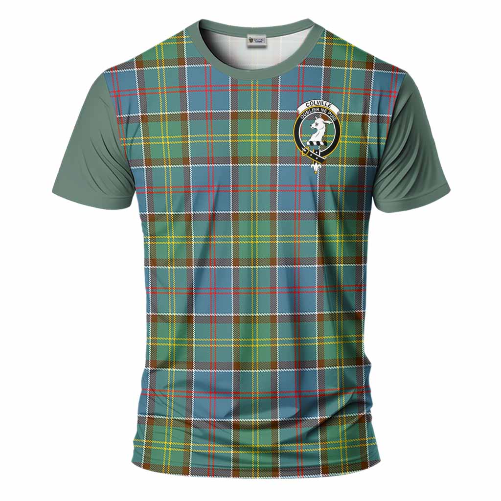 Colville Tartan Accent T-Shirt with Family Crest