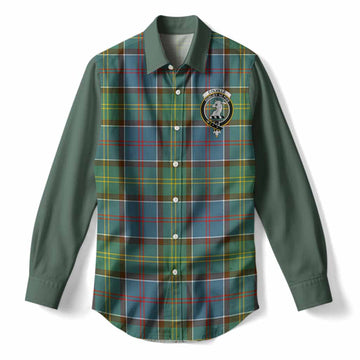 Colville Tartan Accent Women Casual Shirt with Family Crest