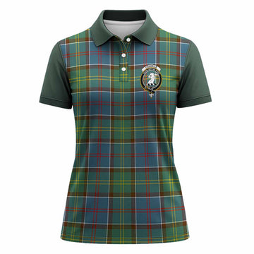 Colville Tartan Accent Women Polo Shirt with Family Crest
