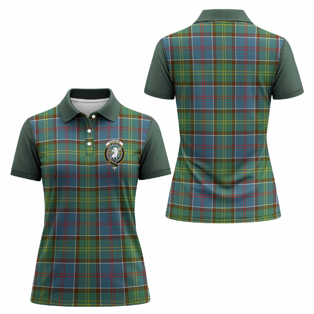 Colville Tartan Accent Women Polo Shirt with Family Crest