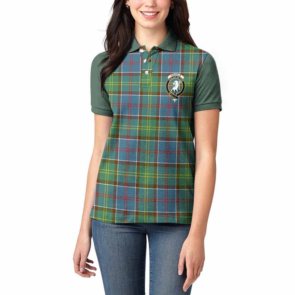 Colville Tartan Accent Women Polo Shirt with Family Crest