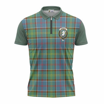Colville Tartan Accent Zipper Polo Shirt with Family Crest