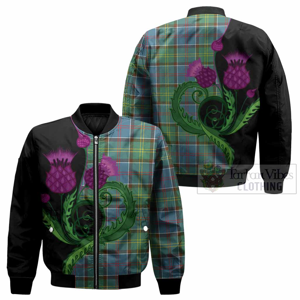 Colville Tartan Bomber Jacket Traditional Scottish Thistle