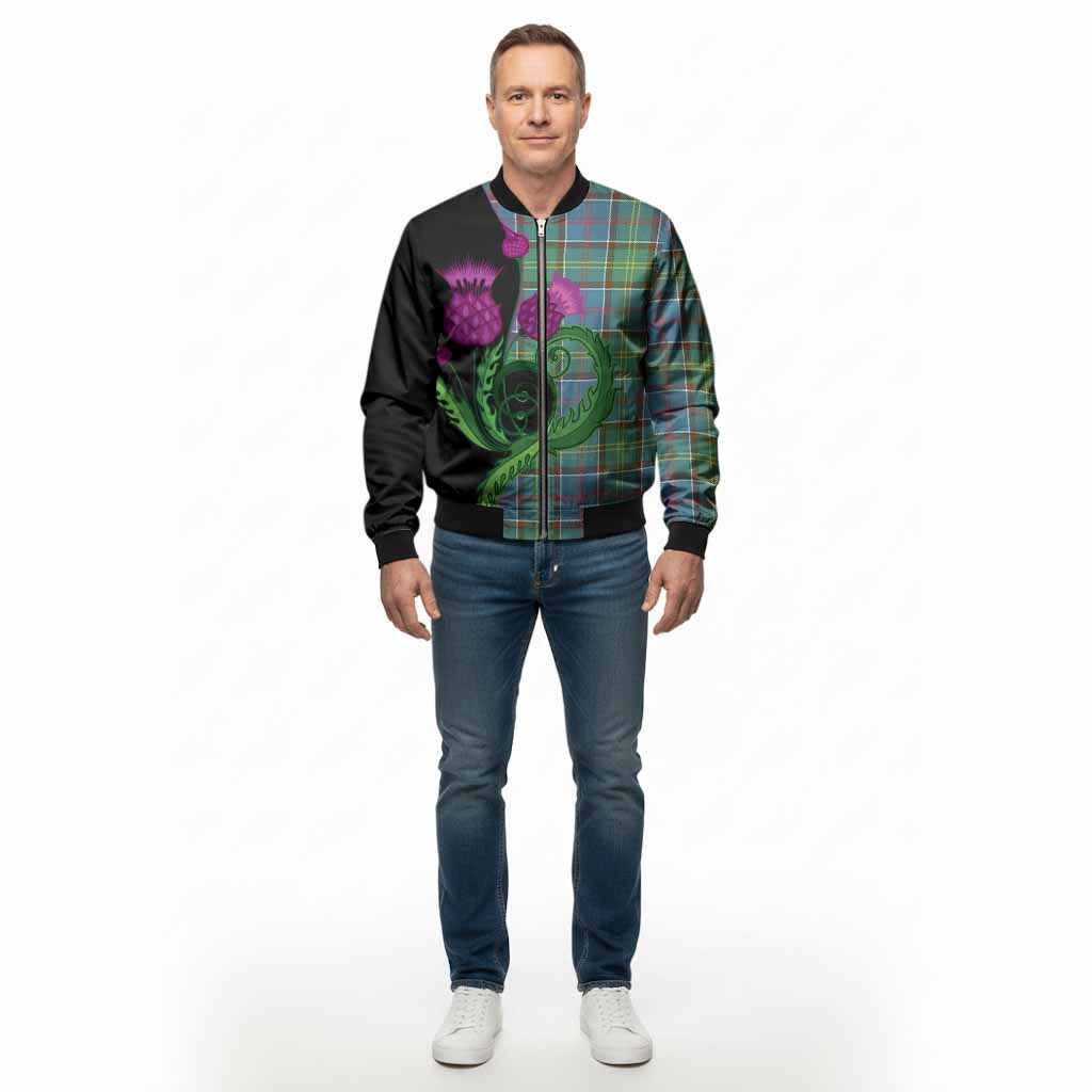 Colville Tartan Bomber Jacket Traditional Scottish Thistle