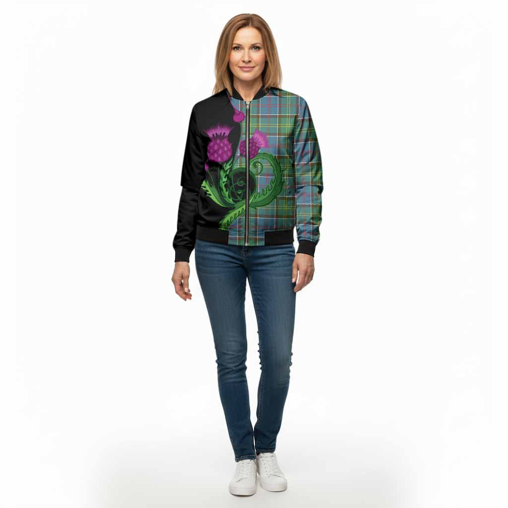 Colville Tartan Bomber Jacket Traditional Scottish Thistle