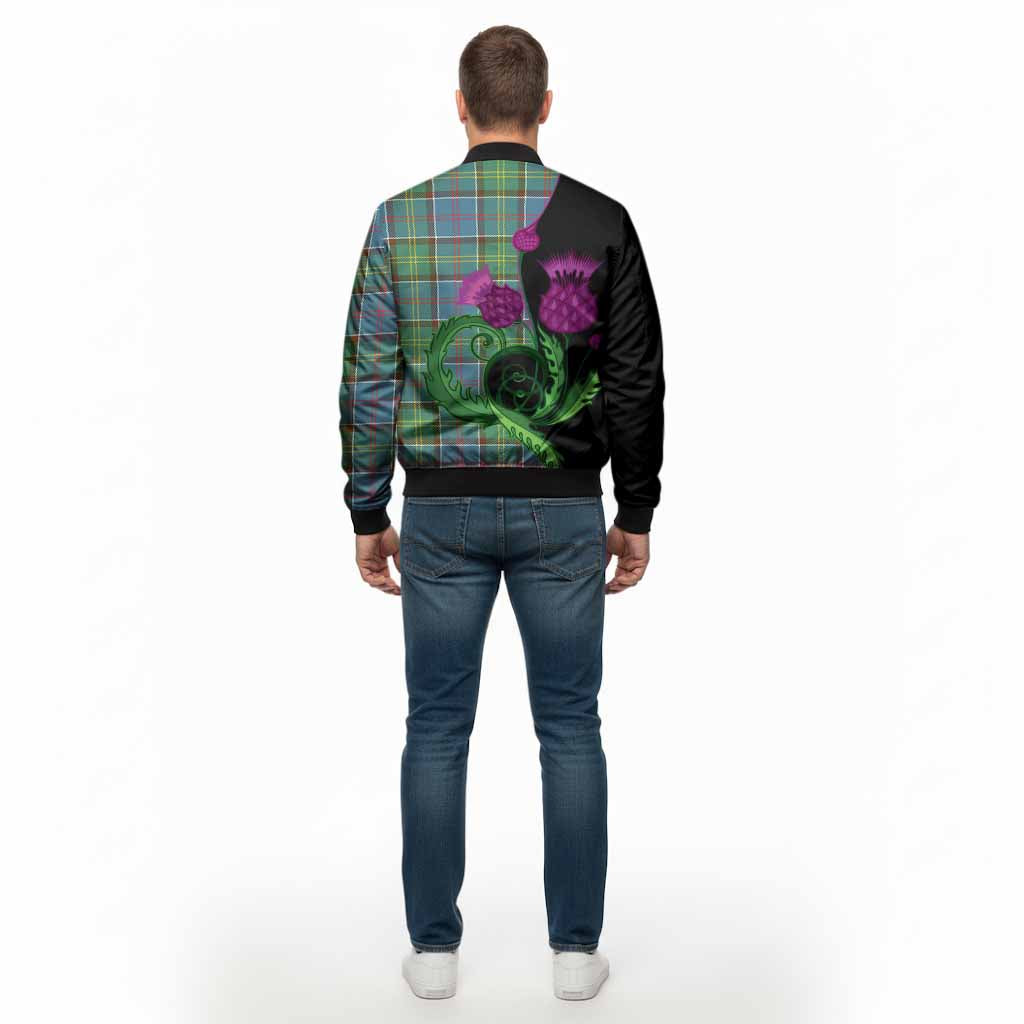 Colville Tartan Bomber Jacket Traditional Scottish Thistle