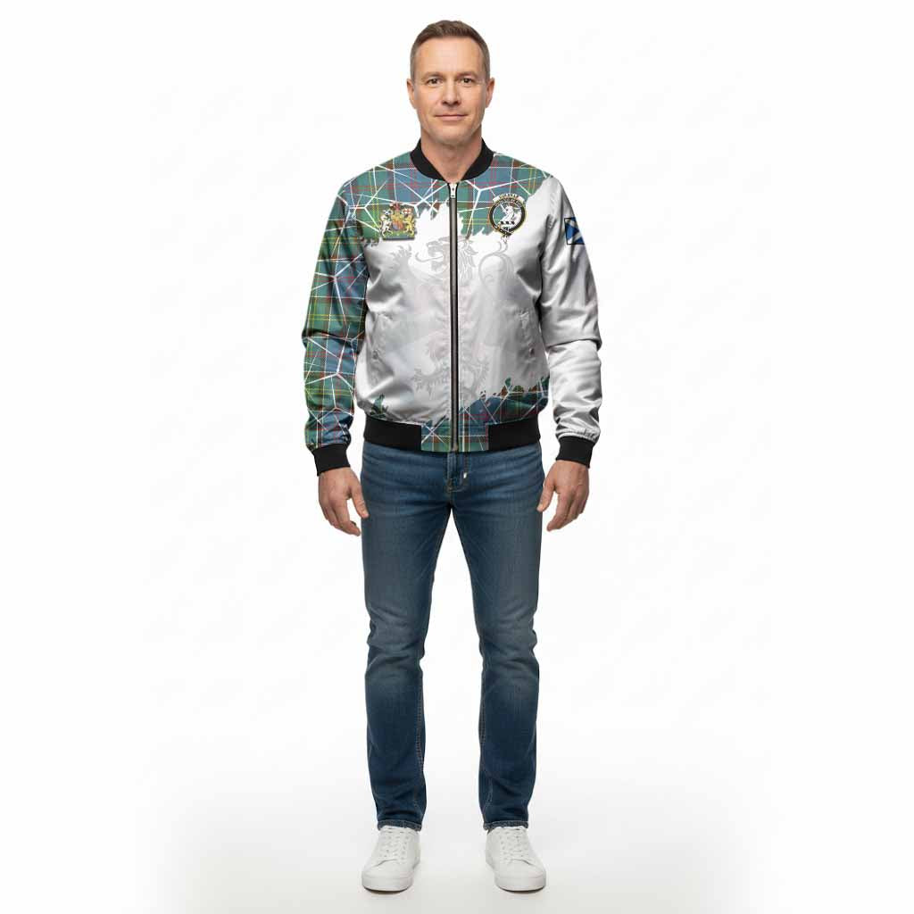 Colville Tartan Bomber Jacket with Family Crest and Lion Rampant Grunge Style