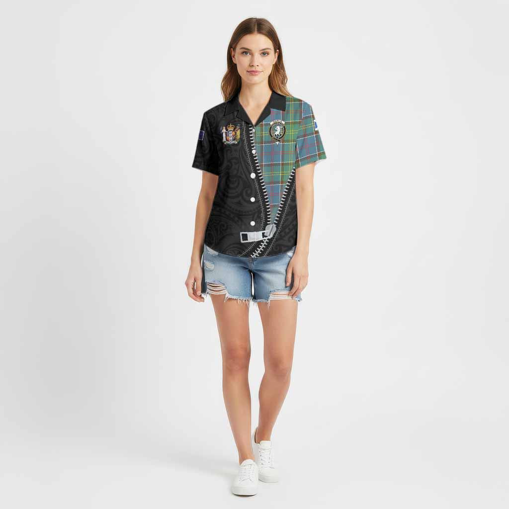 Colville Tartan Cotton Hawaiian Shirt New Zealand Pattern Unique Zipper Stylized