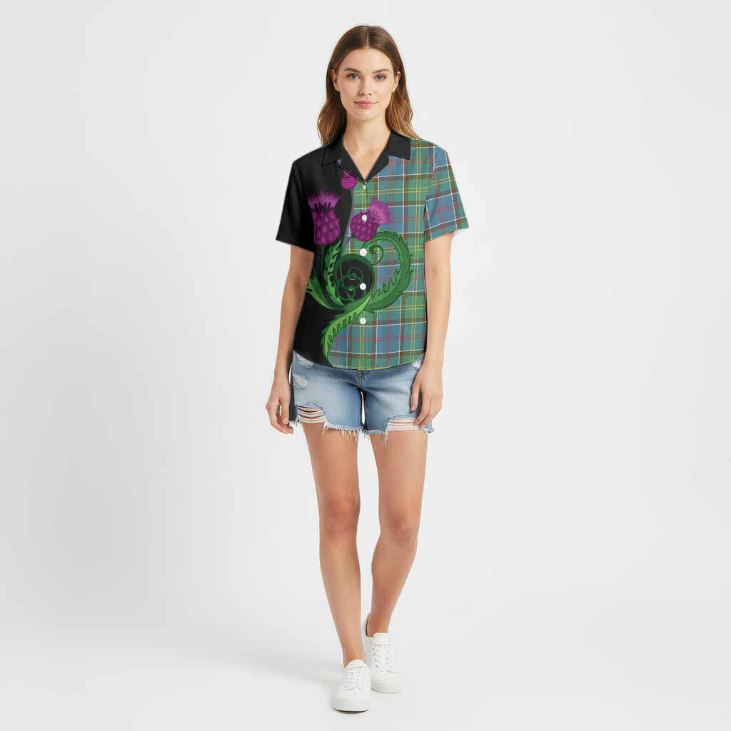 Colville Tartan Cotton Hawaiian Shirt Traditional Scottish Thistle