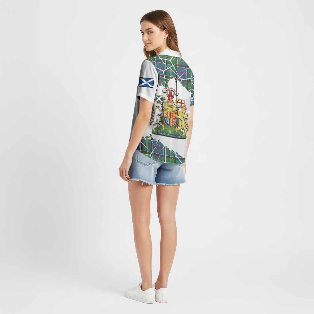 Colville Tartan Cotton Hawaiian Shirt with Family Crest and Lion Rampant Grunge Style