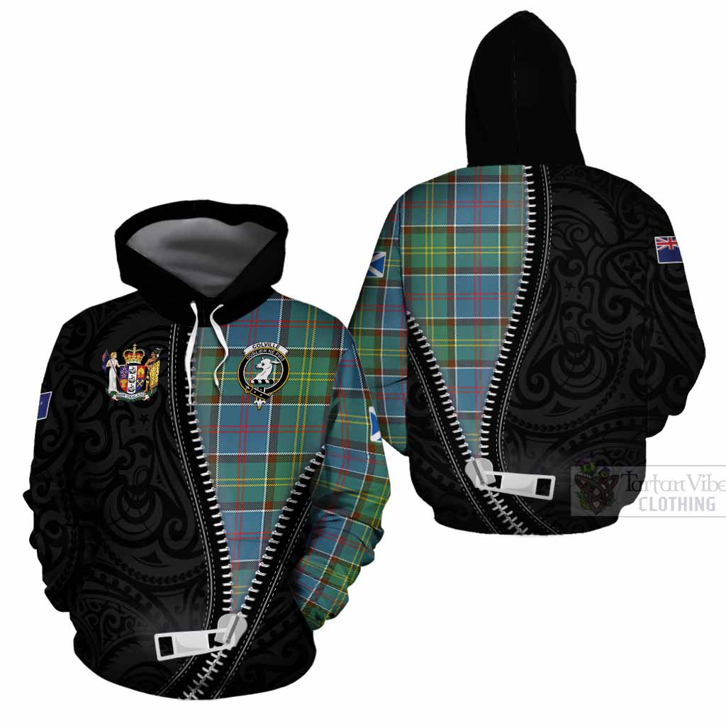 Colville Tartan Cotton Hoodie New Zealand Pattern Unique Zipper Stylized
