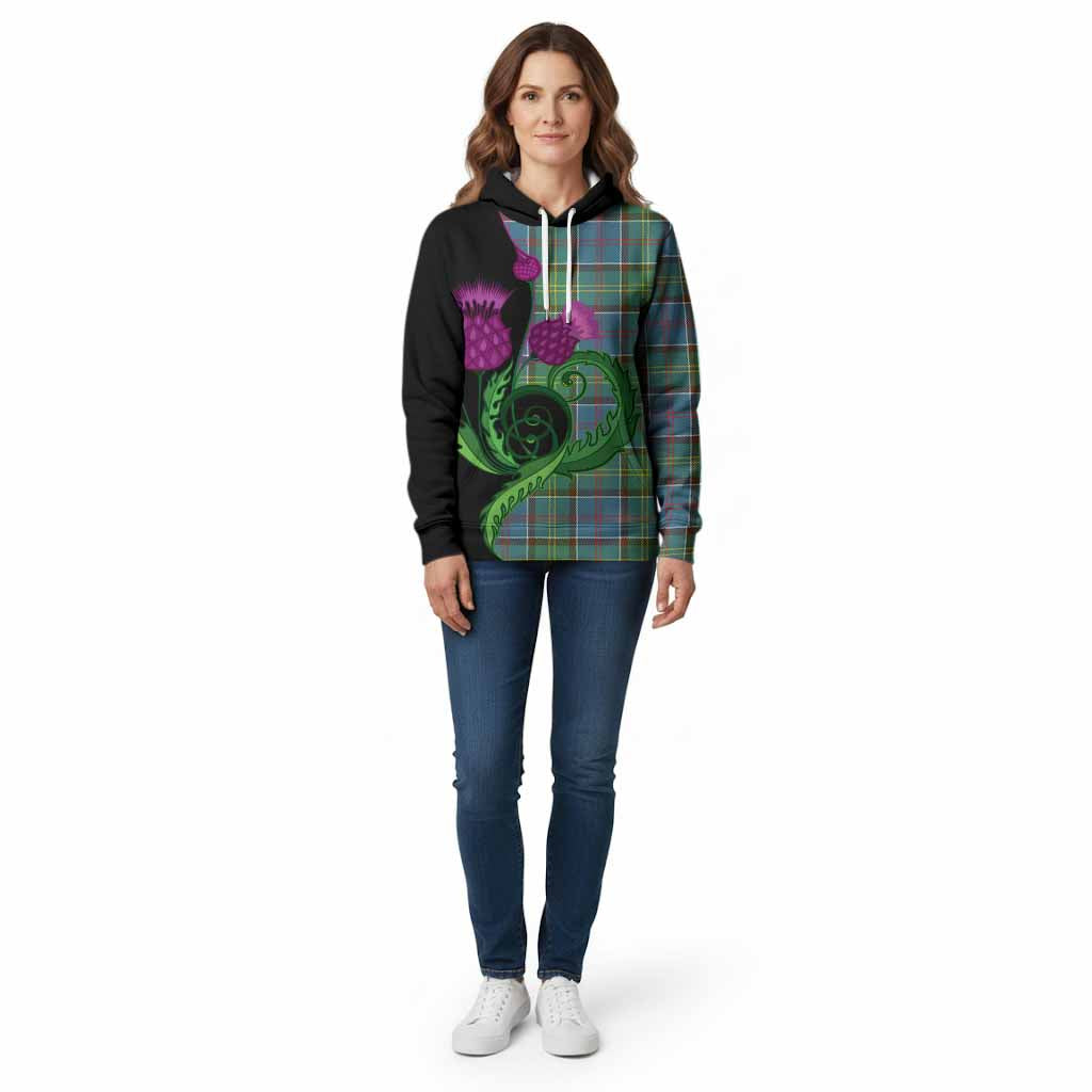 Colville Tartan Cotton Hoodie Traditional Scottish Thistle