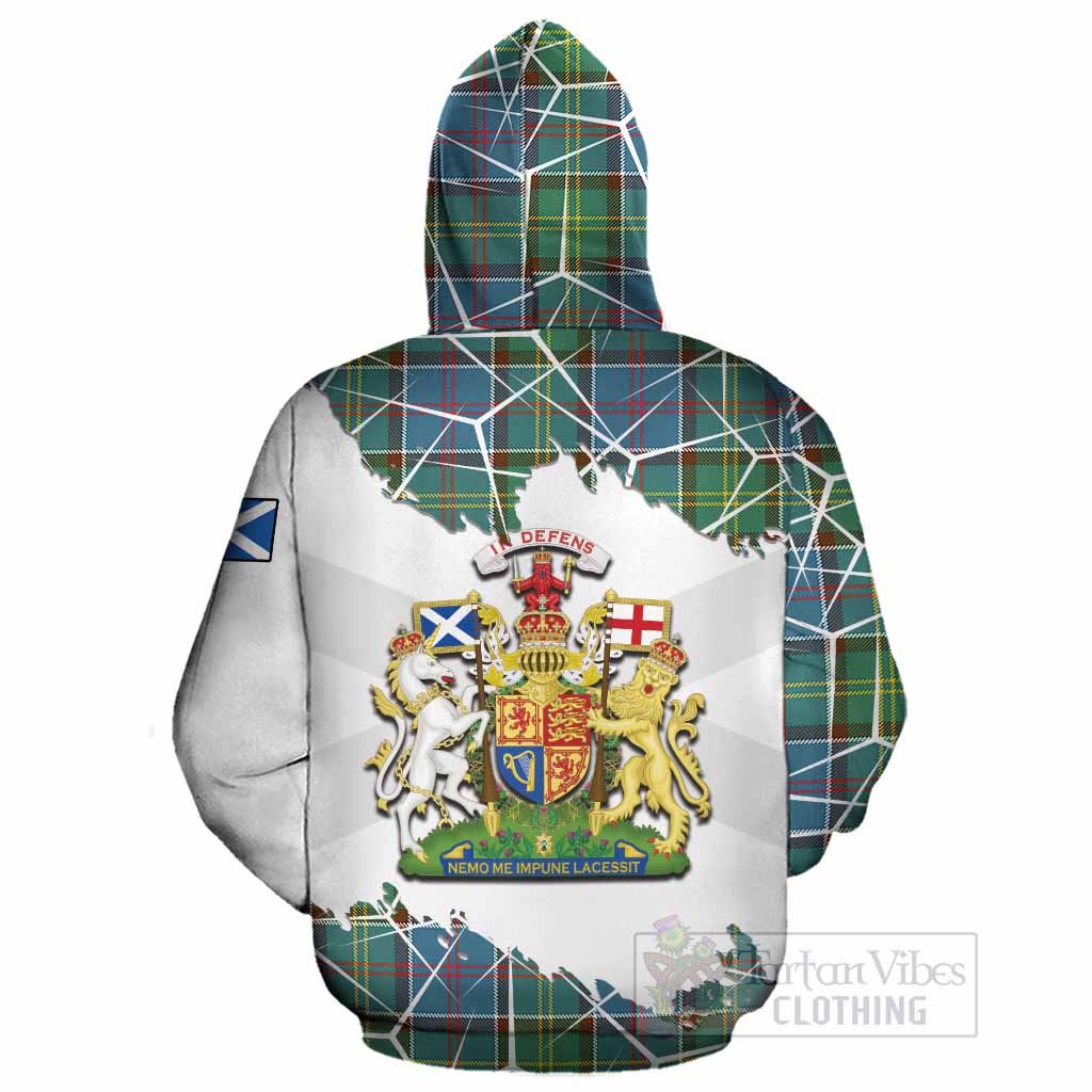 Colville Tartan Cotton Hoodie with Family Crest and Lion Rampant Grunge Style